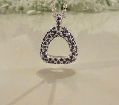 Sleek stirrup necklace (Sapphire set) - gold