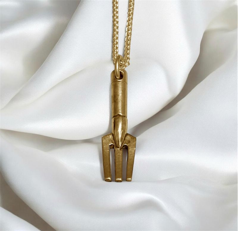Garden fork necklace - gold