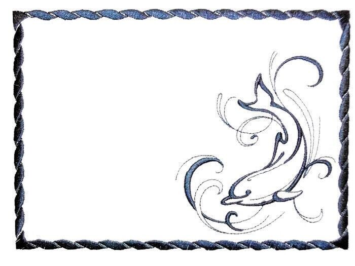 Dolphin embroidered quilt label to customize with your personal message