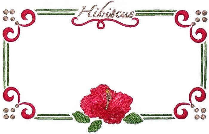 Hibiscus floral embroidered quilt label to customize with your personal message
