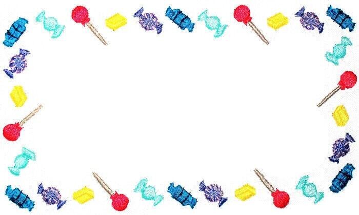 Candy and lollypops embroidered quilt label, to customize with your personal message