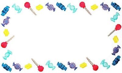 Candy and lollypops embroidered quilt label, to customize with your personal message