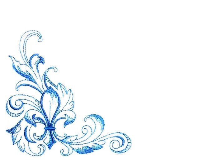 Baroque Fleur-de-Lis embroidered quilt label to customize with your personal message