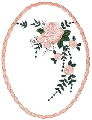 Rose floral spray in peach  Embroidered Quilt Label to customize with your personal message