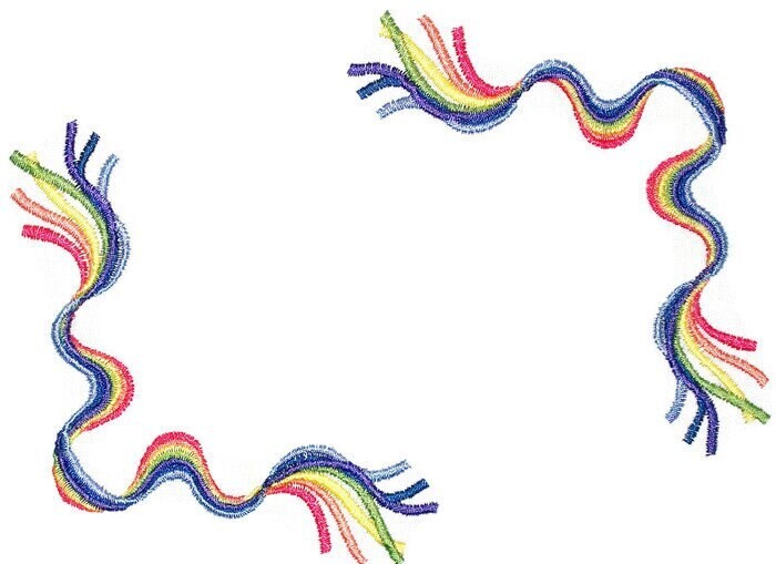 Rainbow Ropes embroidered quilt label, to customize with your personal message