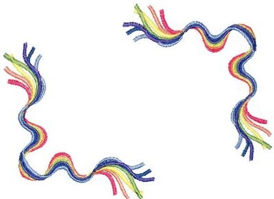 Rainbow Ropes embroidered quilt label, to customize with your personal message