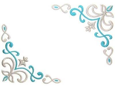 Teal &amp; Grey Filigree Embroidered quilt label Christmas to customize with your personal message