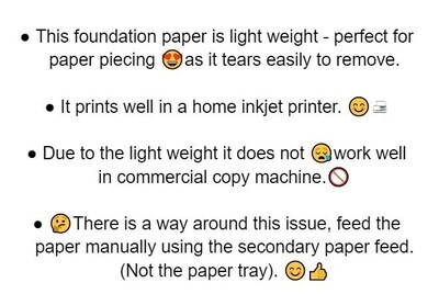 2x - 100 sheet package of Foundation Paper for paper piecing.  8.5" x 11" Use in your printer.
