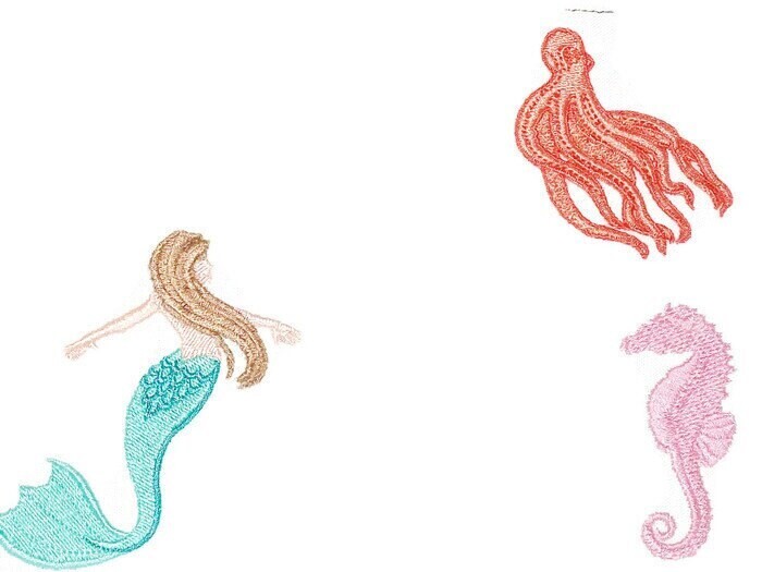 Under the sea creatures Embroidered Quilt Label to customize with your personal message
