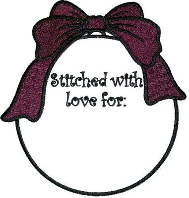 Christmas ornament embroidered quilt label for blocks or tops, to customize with your personal message