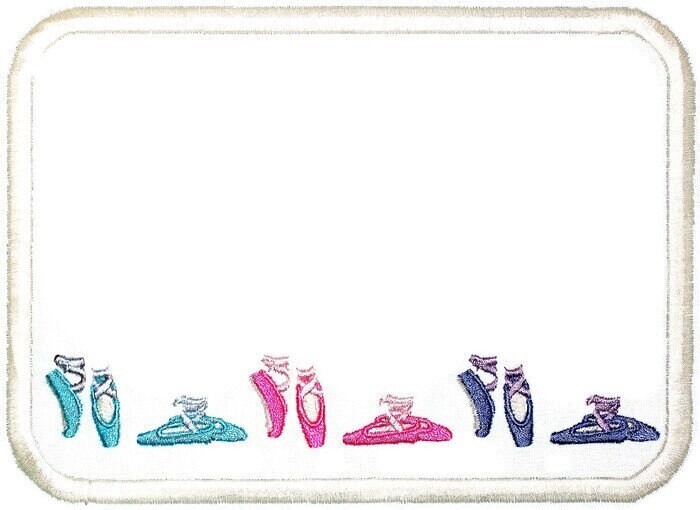 Ballerina slippers embroidered quilt label, to customize with your personal message
