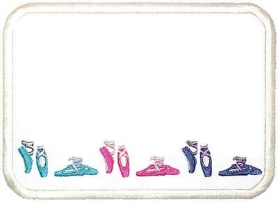 Ballerina slippers embroidered quilt label, to customize with your personal message