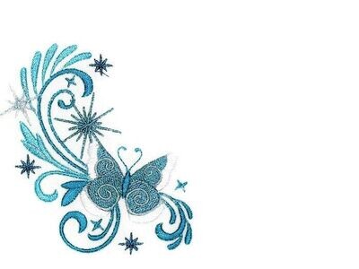 Stunning Blue butterfly motif, embroidered quilt label, personalize your message