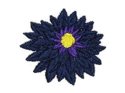 Solid Dahlia Bloom embroidered quilt label to customize with your personal message