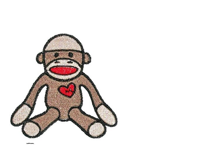 Sock Monkey Embroidered Quilt Label to customize with your personal message
