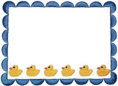 Rubber ducky embroidered quilt label, to customize with your personal message