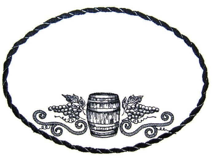 Wine Barrel embroidered quilt label to customize with your personal message