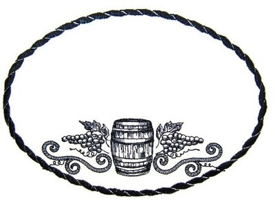 Wine Barrel embroidered quilt label to customize with your personal message