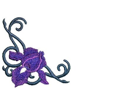 Dark Purple Iris embroidered quilt label to customize with your personal message