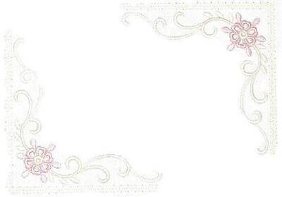 Pink floral scrollwork quilt label to customize with your personal message