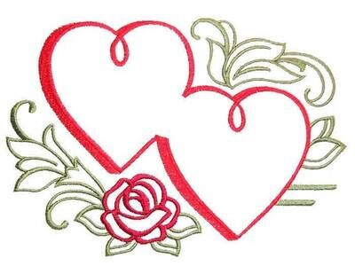 Hearts embroidered quilt label to customize with your personal message