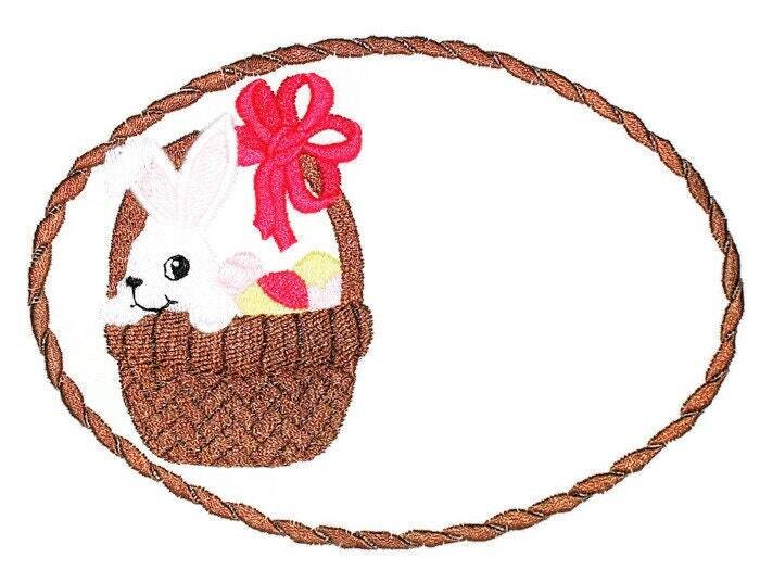 Easter bunny basket Embroidered quilt label to customize with your message.