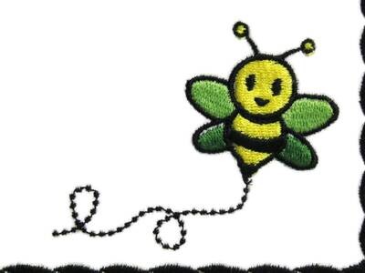 Bumble bee embroidered quilt label to customize with your personal message