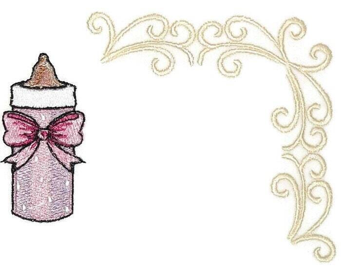 Baby bottle embroidered quilt label with scrollwork accent, to customize with your personal message to document your quilts history
