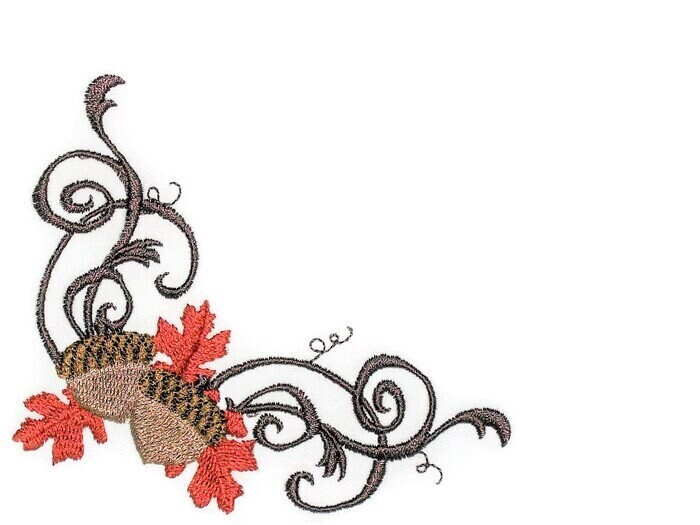 Acorn scroll embroidered quilt label to customize with your personal message
