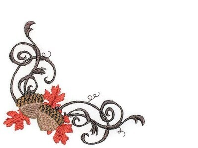 Acorn scroll embroidered quilt label to customize with your personal message