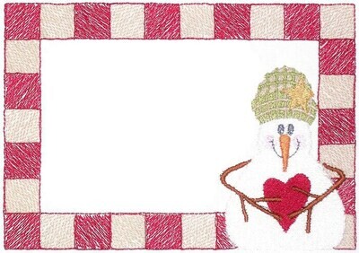 Snowman embroidered quilt label to customize with your personal message