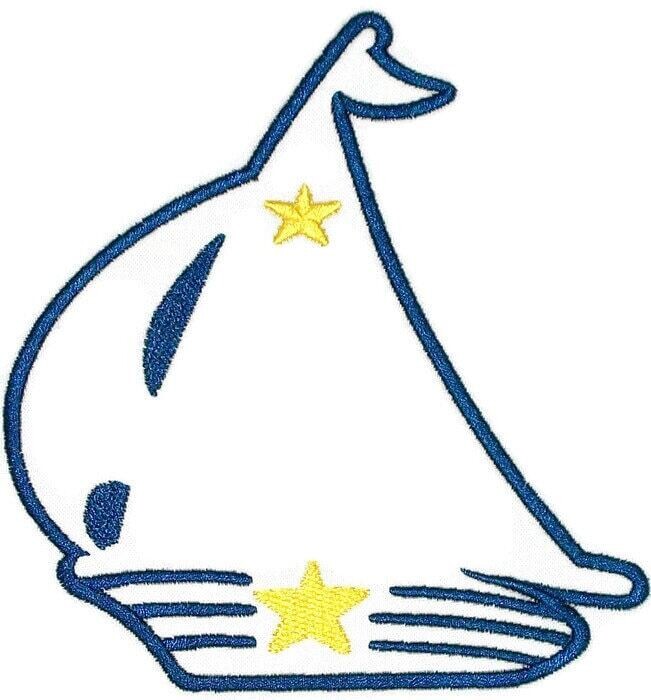 Sailboat embroidered quilt label for blocks or tops, to customize with your personal message
