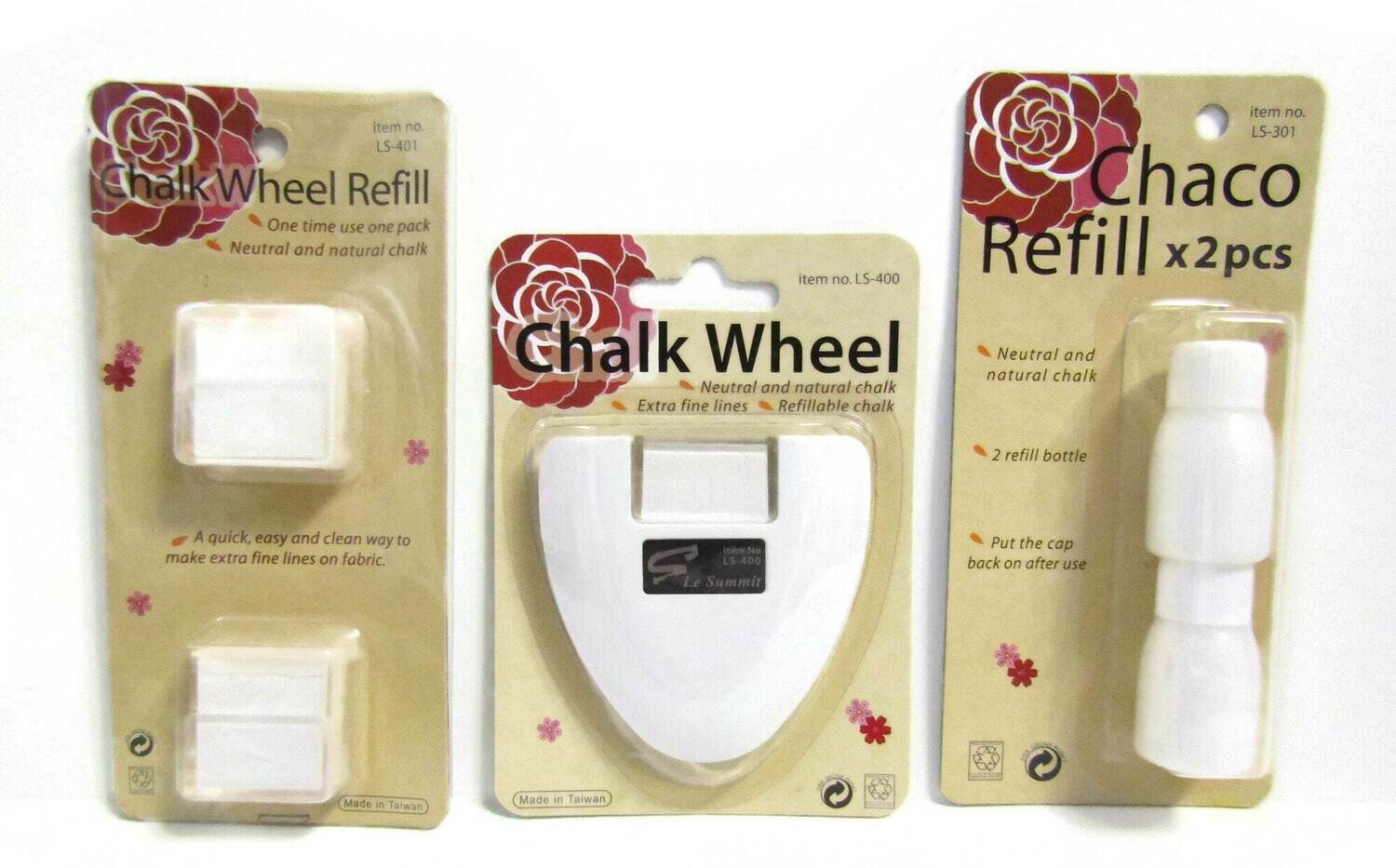 White Chalk Wheel - square chalk refill - round chalk refill