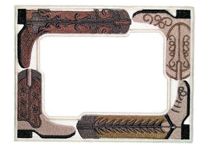 Cowboy boots embroidered quilt label to customize with your personal message
