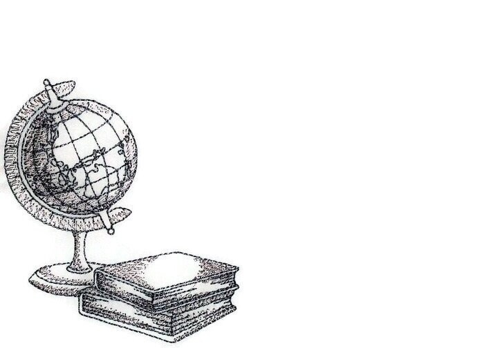 Globe &amp; Books embroidered quilt label to personalize with your own message