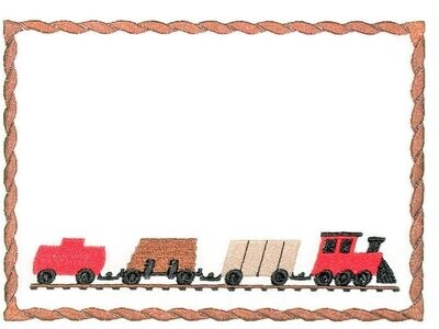 Choo Choo Train embroidered quilt label to customize with your personal message