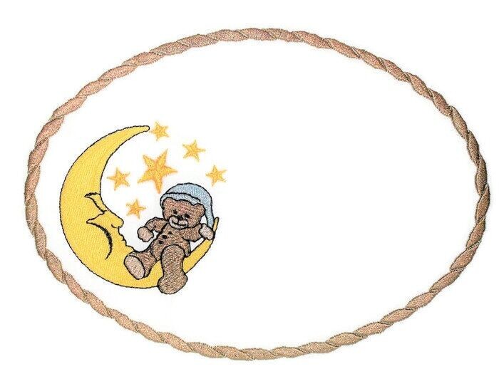 Sleepy Teddy bear embroidered quilt label to customize with your personal message