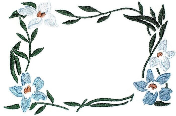 Floral framed embroidered quilt label, to customize with your personal message