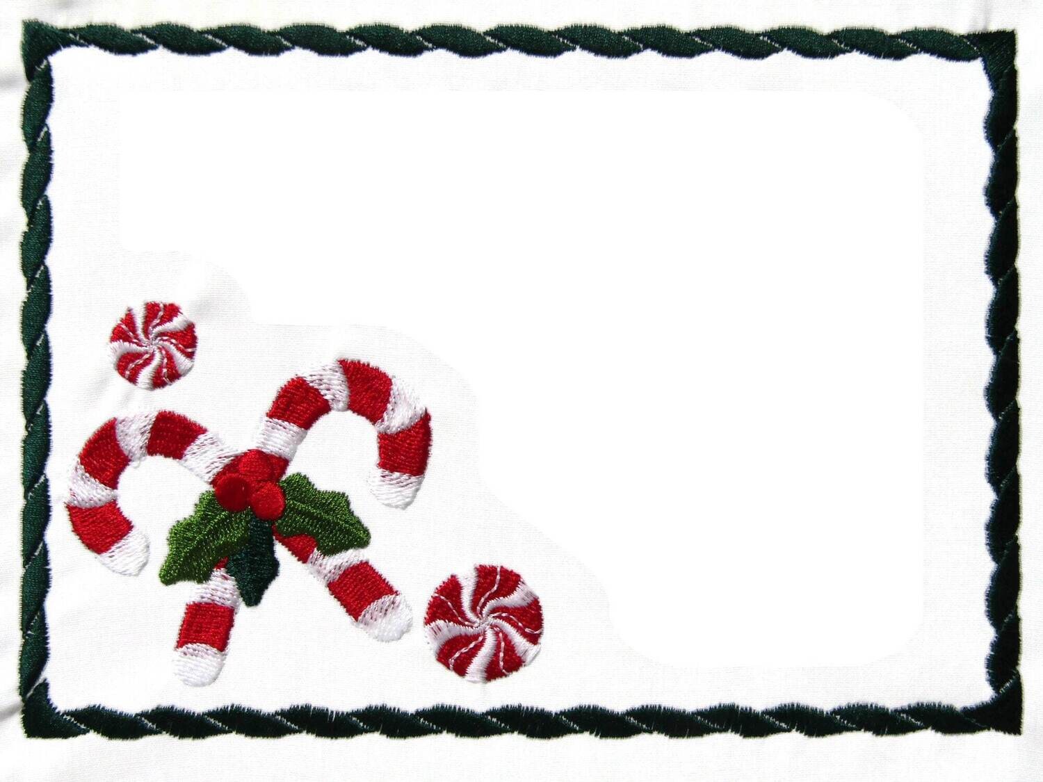 Candy Cane embroidered quilt label to customize with your personal message