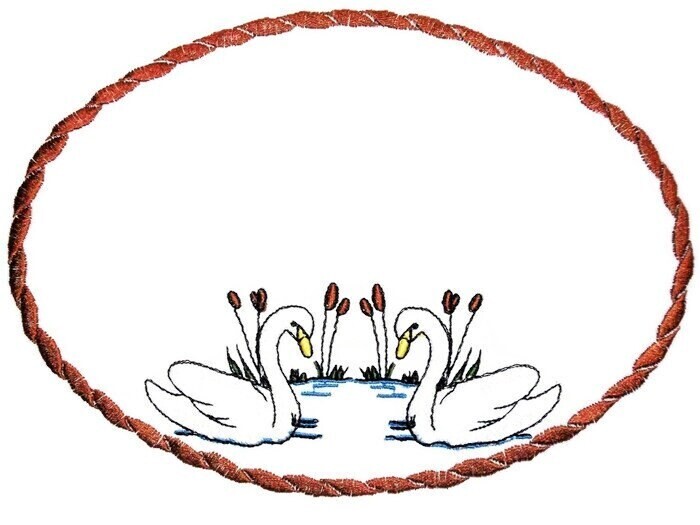 Swan pond embroidered quilt label to customize with your personal message