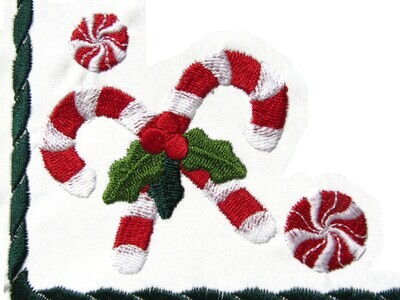 Candy Cane embroidered quilt label to customize with your personal message