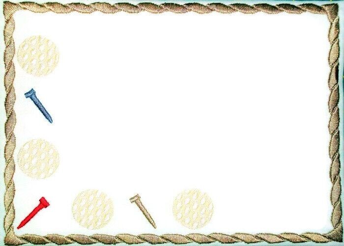 Golf Balls &amp; Tees embroidered quilt label, to customize with your personal message