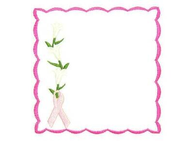 Lily breast cancer awareness embroidered quilt label to customize with your personal message