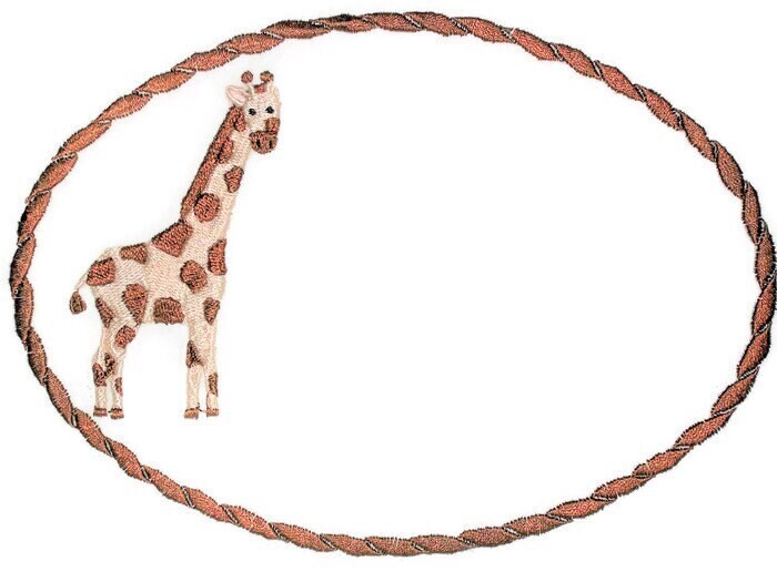 Giraffe embroidered quilt label to customize with your personal message