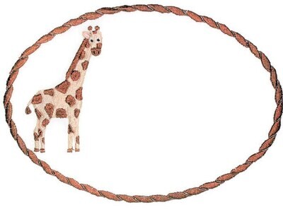 Giraffe embroidered quilt label to customize with your personal message