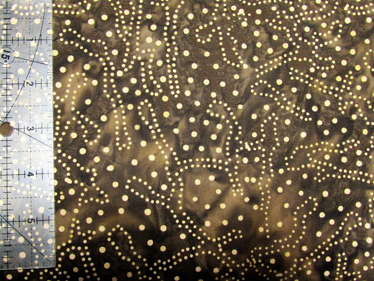 Wide Quilt Backing, Celestial Batik, 108&quot; Wide, Brown with Beige Dots