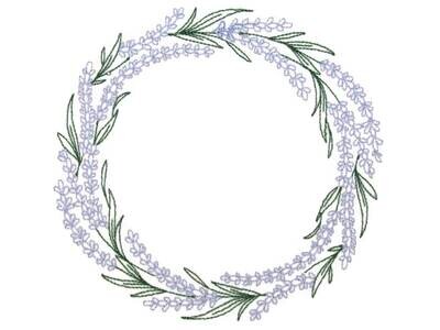 Lavender Wreath embroidered quilt label to customize with your personal message