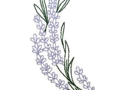 Lavender Wreath embroidered quilt label to customize with your personal message