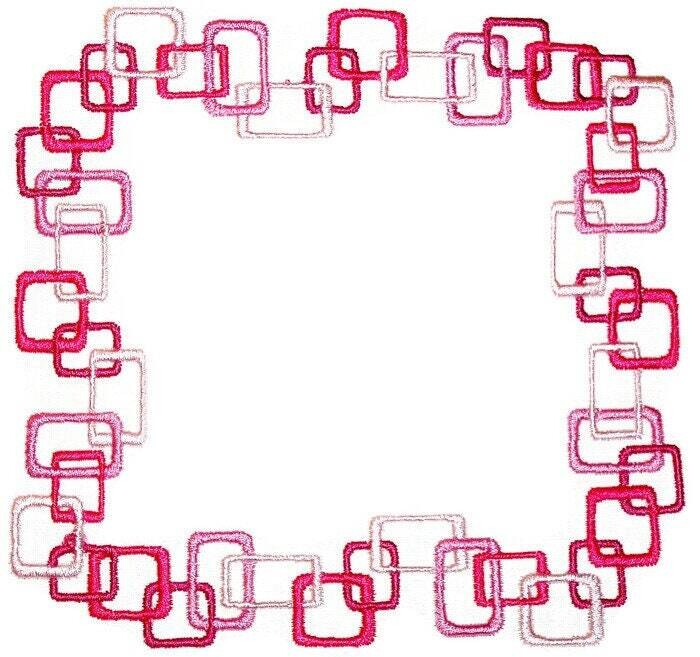 Art deco pink squares embroidered quilt label to customize with your personal message