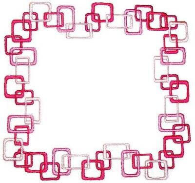 Art deco pink squares embroidered quilt label to customize with your personal message